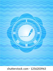 writer icon inside water representation style emblem.