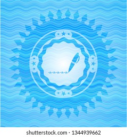 writer icon inside water representation emblem.