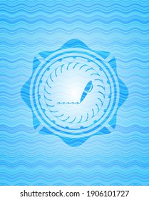writer icon inside water representation badge background. 