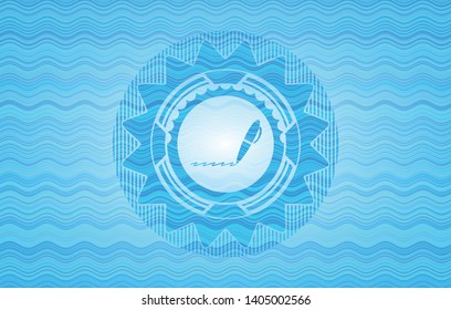 writer icon inside water wave representation badge.