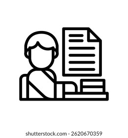 Ilustración vectorial de línea de icono de escritor