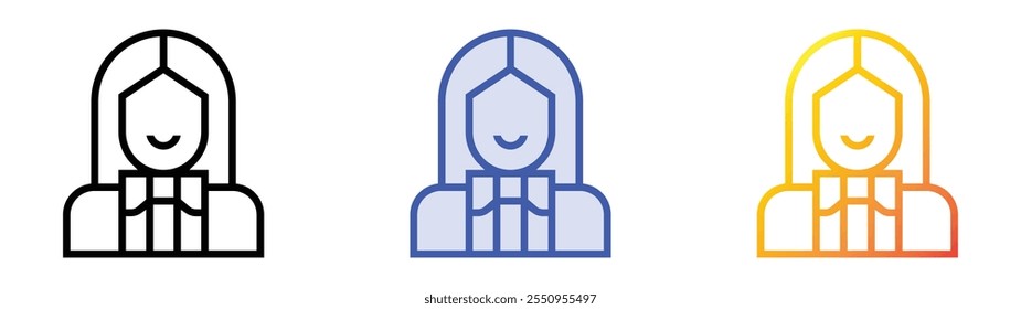 writer icon. Linear, Blue Fill and Gradient Style Design Isolated On White Background