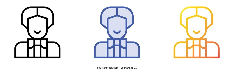 writer icon. Linear, Blue Fill and Gradient Style Design Isolated On White Background