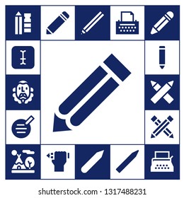 writer icon set. 17 filled writer icons.  Collection Of - Pencil, Typing, Cervantes, Writer, Pencils, Tipi, Copywriter, Typewriter