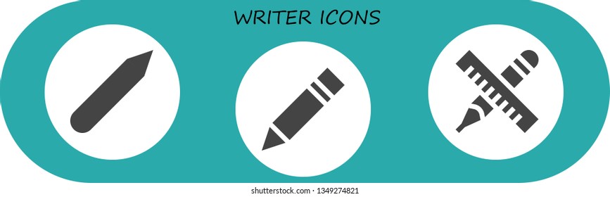writer icon set. 3 filled writer icons.  Simple modern icons about  - Pencil