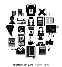 Writer icons set. Simple set of 25 writer vector icons for web isolated on white background