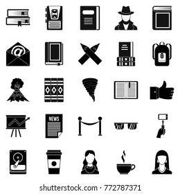 Writer icons set. Simple set of 25 writer vector icons for web isolated on white background