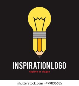 WRITER LAMP INSPIRATION IDEA LOGO ICON LOGO TEMPLATE SYMBOL EMBLEM VINTAGE