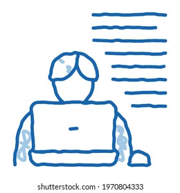 Writer Laptop sketch icon vector. Hand drawn blue doodle line art Writer Laptop isometric sign. isolated symbol illustration