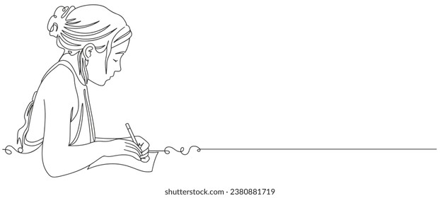 Writer line art style vector illustration