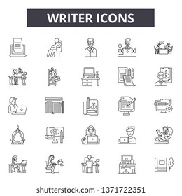 Writer line icons, signs set, vector. Writer outline concept, illustration: writer,education,pen,depaper