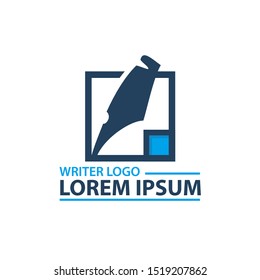 Writer logo concept. pen logo with square template