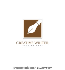 writer logo design, pen logo design template