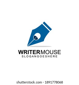 Writer with Mouse Logo Template Design Vector, Emblem, Design Concept, Creative Symbol