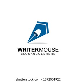 Writer with Mouse Logo Template Design Vector, Emblem, Design Concept, Creative Symbol