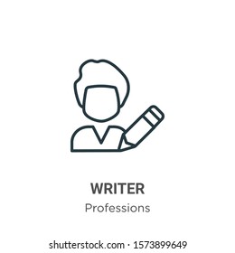 Writer outline vector icon. Thin line black writer icon, flat vector simple element illustration from editable professions concept isolated on white background