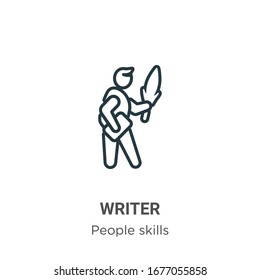 Writer outline vector icon. Thin line black writer icon, flat vector simple element illustration from editable people skills concept isolated stroke on white background