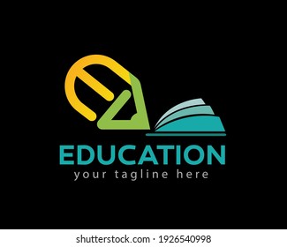 writer' Pen and book education logo symbol design illustration inspiration