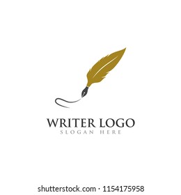 writer pen logo feather for education, law