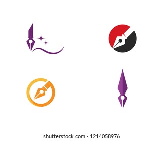 Writer pen Logo template Vector illustration