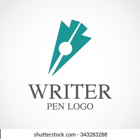 Writer pen for text abstract vector and logo design or template literature business icon of company identity symbol concept