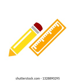 writer pencil and ruler isolated, creative illustration - Vector