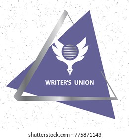 Writer press union. Concept freedom of speech. Silhouette abstract stylized white eagle wing with globe sphere inside.  Vector illustration