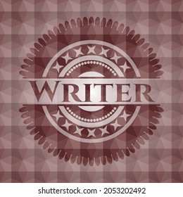 Writer red seamless geometric emblem. 