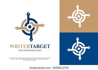 Writer target vector logo template. This design use pen and target symbol. Suitable for author.