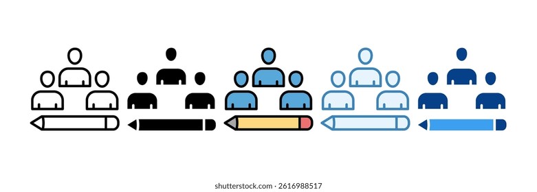 Writer Team Icon Set Multiple Style Collection