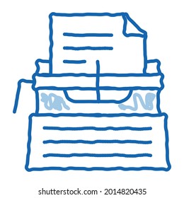 Writer Typewriter sketch icon vector. Hand drawn blue doodle line art Writer Typewriter isometric sign. isolated symbol illustration