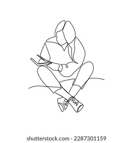 Ilustración vectorial del escritor dibujada en estilo de arte de línea