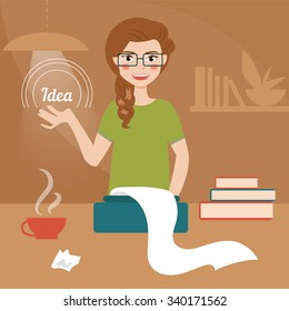 Writer. Vector isolated illustration. Cartoon characters. 