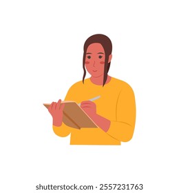 Writer, Women Career Flat Vector Illustration