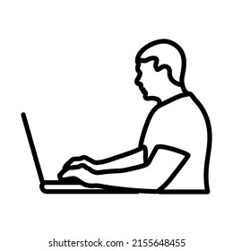 Writer At The Work Icon. Bold outline design with editable stroke width. Vector Illustration.