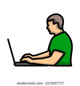 Escritor En El Icono De Trabajo. Contorno de negrita editable con diseño de relleno de color. Ilustración vectorial.