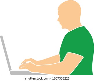 Writer At The Work Icon. Flat Color Design. Vector Illustration.