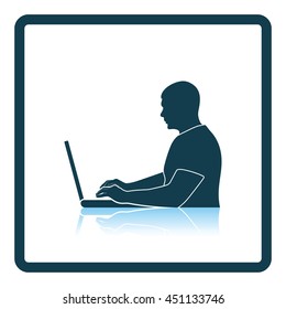 Writer at the work icon. Shadow reflection design. Vector illustration.