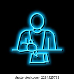 escritor que escribe artículo neon light sign vector. ilustración de artículo de escritura de escritor