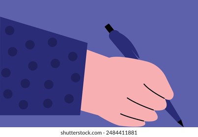 Writer writing with ball pen illustration