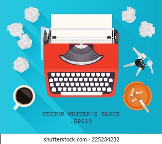 Writers block - vector typewriter set