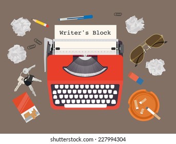 Writers block - vector typewriter set