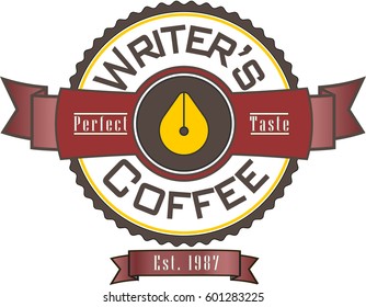 Writer`s coffee logo of a cafe