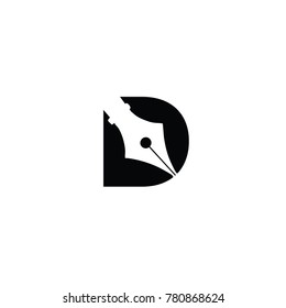 writers d font logo flat vector template