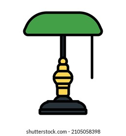 Icono de la lámpara del escritor. Contorno de negrita editable con diseño de relleno de color. Ilustración vectorial.