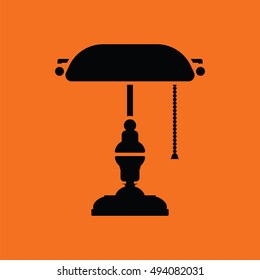 Writer's lamp icon. Orange background with black. Vector illustration.