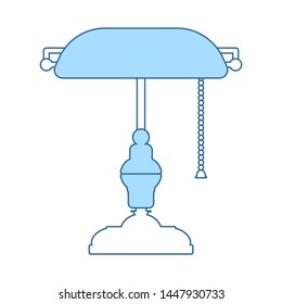 Icono de la lámpara del escritor. Línea Delgada Con Diseño De Relleno Azul. Ilustración vectorial.