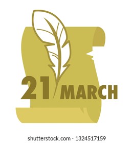 Writers and poetry day isolated icon feather and book vector bookstore or library emblems and logo literature holiday celebration writing and lettering fiction and manuscripts textbooks volumes.