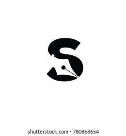 writers s font logo flat vector template