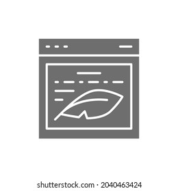 Writers website, prose, text on display grey icon.
